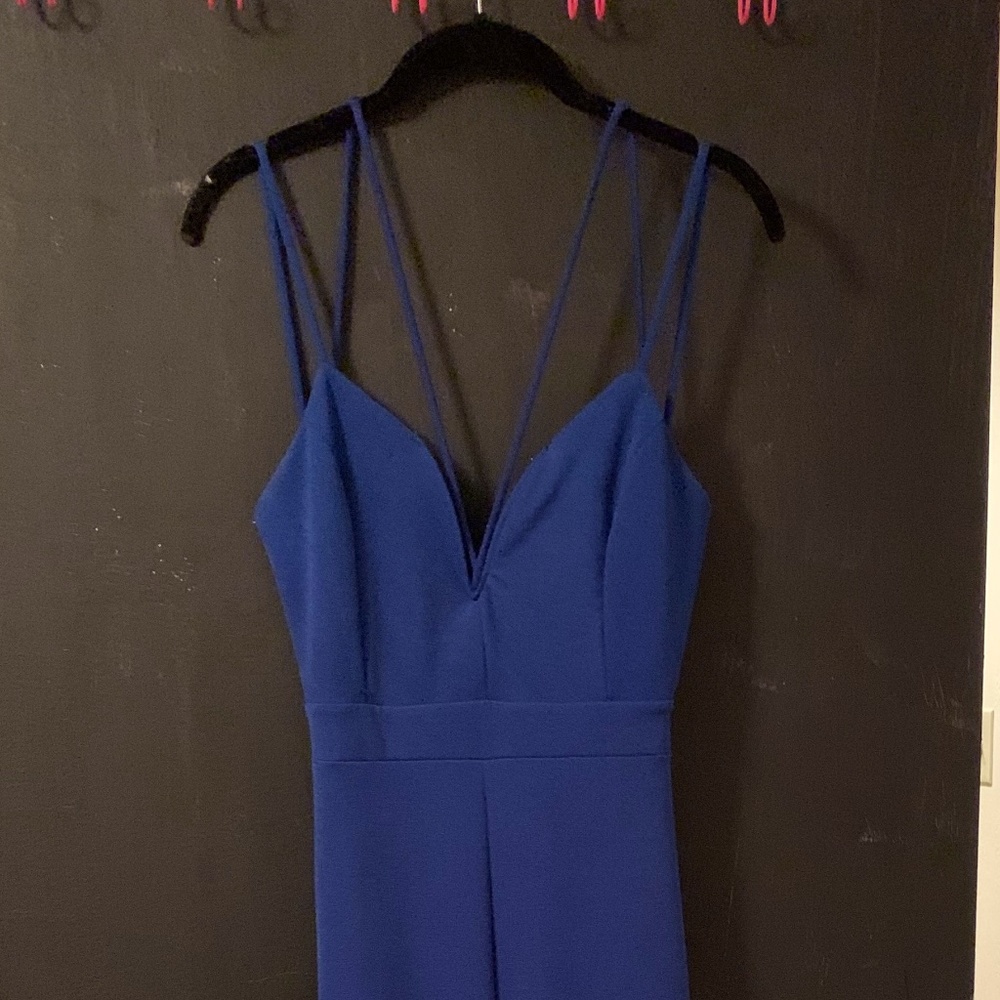 Royal blue strappy backless jumpsuit